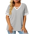 thumbnail image 2 of Womens Plus Size Tops Vintage Floral Tunic Short Sleeve Pleated Shirts Square Neck Loose Summer Lounge Tops ,L-5XL, 2 of 5
