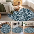 thumbnail image 5 of Large Round Rug 8Ft Washable Non-Slip, Navy Blue Spring Floral Circle Area Rugs for Living Room Bedroom, Farmhouse Flowers Elegant Pastoral Indoor Floor Mats Carpet Runner for Home Decor, 5 of 8