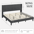 thumbnail image 5 of Topeakmart King Size Upholstered Bed Frame Wing-Designed Headboard, Dark Gray, 5 of 10