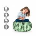 thumbnail image 2 of Geometric Rhombus Storage Toy Bag Chair, Modern Symmetric Classic Argyle Pattern Green Palette Print, Stuffed Animal Organizer Washable Bag, Small Size, Pale Green Dark Green, by Ambesonne, 2 of 3