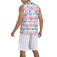 thumbnail image 2 of Pofeuu Pink Striped Flamingo Print Basketball Jersey, Shirts for Men Youth Basketball Jersey Crew Neck-Small, 2 of 6