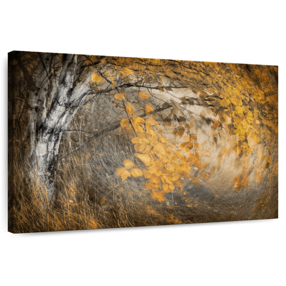 Elephant Stock Spirit Of Autumn Wall Art - Horizontal Canvas Wall Art - Living Room Wall Decor - Floral And Botanical Canvas - Gray And Orange Decor By Ursula Abresch - 12" x 8"