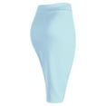 thumbnail image 3 of Made by Johnny Women's Elastic Waist Stretch Bodycon Midi Pencil Skirt Below Knee L LIGHT_BLUE, 3 of 6