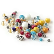 Cousin DIY Pinata Glass Bead Mix with Metal Spacer Beads, 1200 Piece, Red/Yellow/Silver, AJM64100021