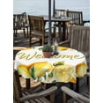 thumbnail image 2 of Outdoor Tablecloth with Umbrella Hole for Patio/Picnic/Party/Camping, Yellow Lemons Waterproof Table Cloth Round Cover Washable, Summer Fruits Leaves Pastoral Botanical (Dia 60"), 2 of 8