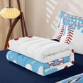 thumbnail image 5 of Homewish Blue Drippy Baseball Stitch Print Zipper Twin Comforter Sets with Fitted Sheet and 2 Pillowcases,Sports Monogram Zipper Bedding Set For Kids Boys And Girls,Reversible,4-Piece, 5 of 7