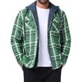 thumbnail image 1 of Chaqueta acolchada con capucha y cordón para hombre INSPIRE CHIC, con cremallera, estilo shacket de cuadros, talla XL, verde oscuro, 1 of 6