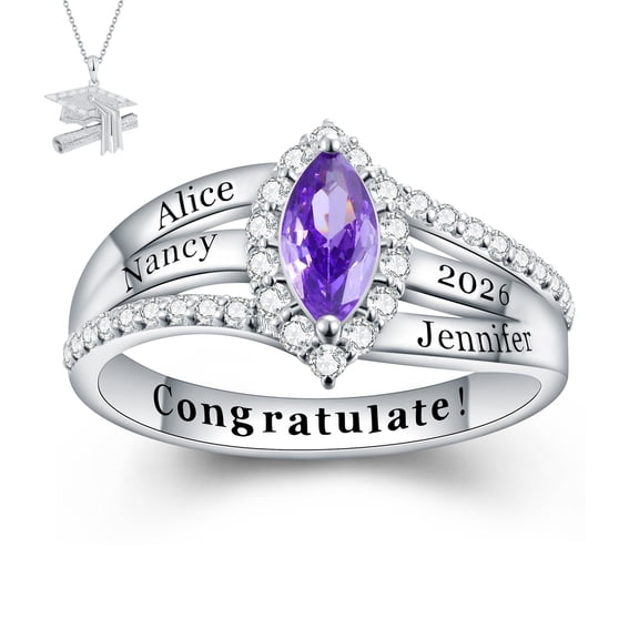 USA Mementos Custom Women’s Sterling Silver Class Ring for High School & College Graduates