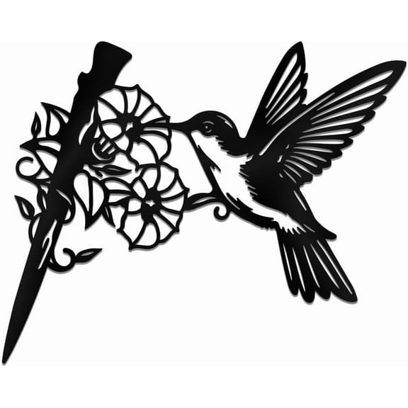 Stainless Steel Garden Stake Ground Insert Decor for Yard Lawn Garden Decoration Black Hummingbird 200x251x2mm