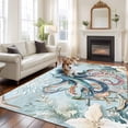 thumbnail image 2 of Large Area Rug 8'x10', Coastal Octopus Non-slip Runner Carpet for Living Room/Bedroom/Office, Summer Beach Vintage Ocean Coral Outdoor Indoor Rectangle Area Rug Floor Mat for Kitchen/Dining Room, 2 of 9