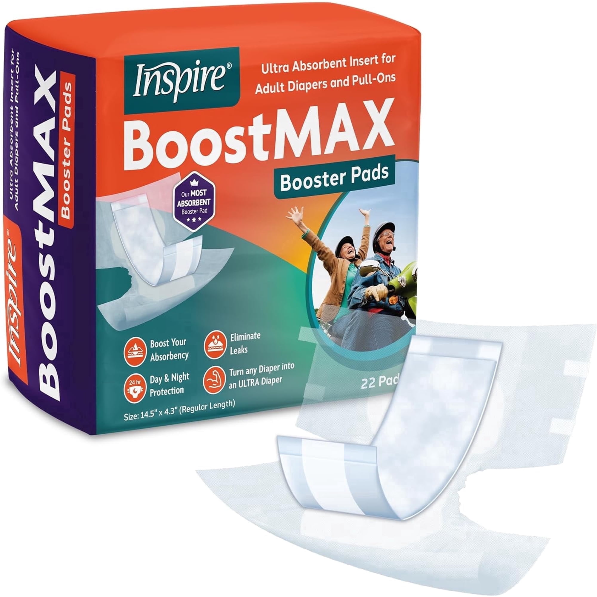 Inspire Incontinence Booster Pads Super Absorbent Incontinence Pad Insert Liner Women and Men Diaper Pads Inserts for Adult Diapers Overnight