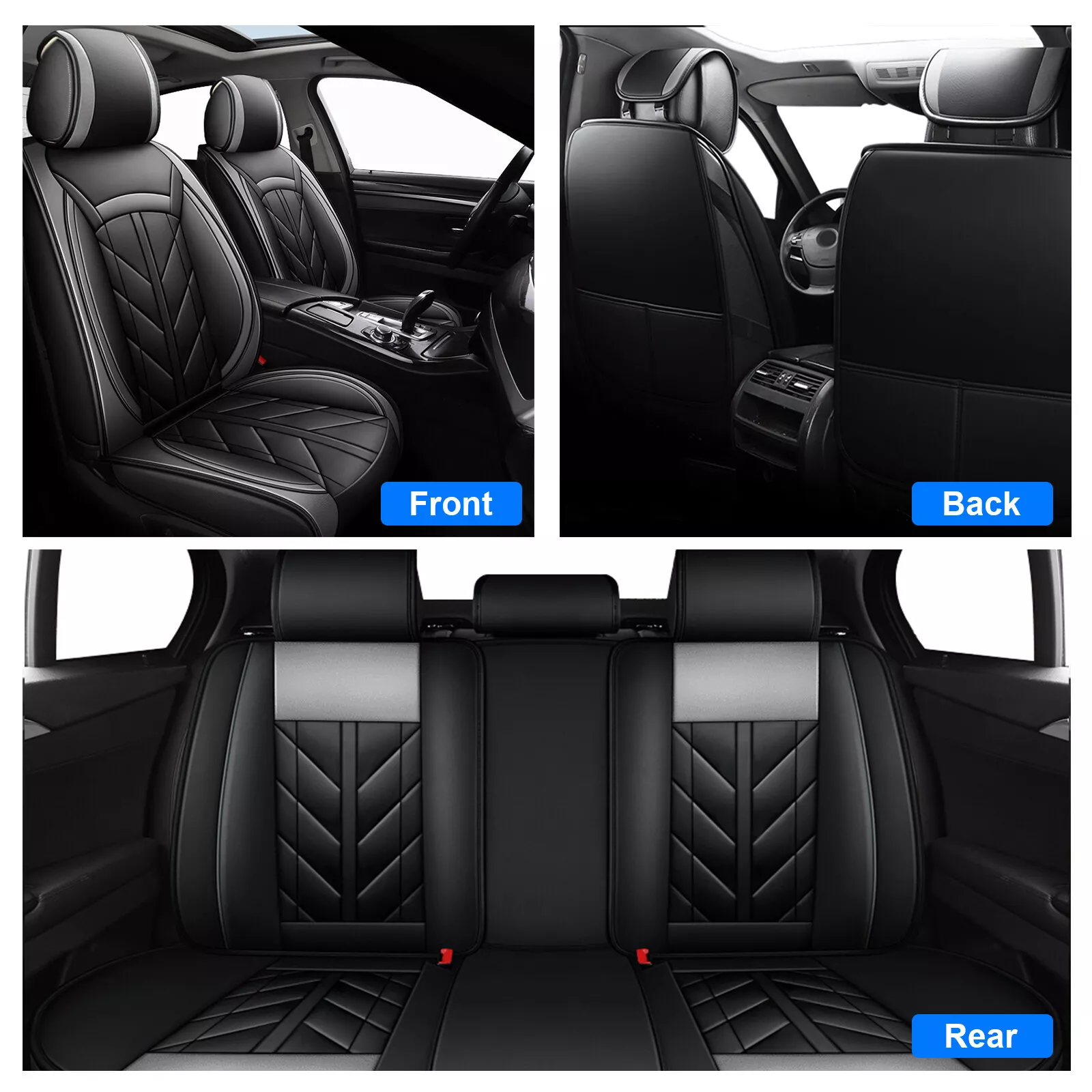 Fit for Subaru Forester 2000-2025 Car Seat Covers, Comfortable Leatherette Front Back Seat Cushion Protector Full Set for Crosstrek| Impreza| Legacy| Outback Black Gray