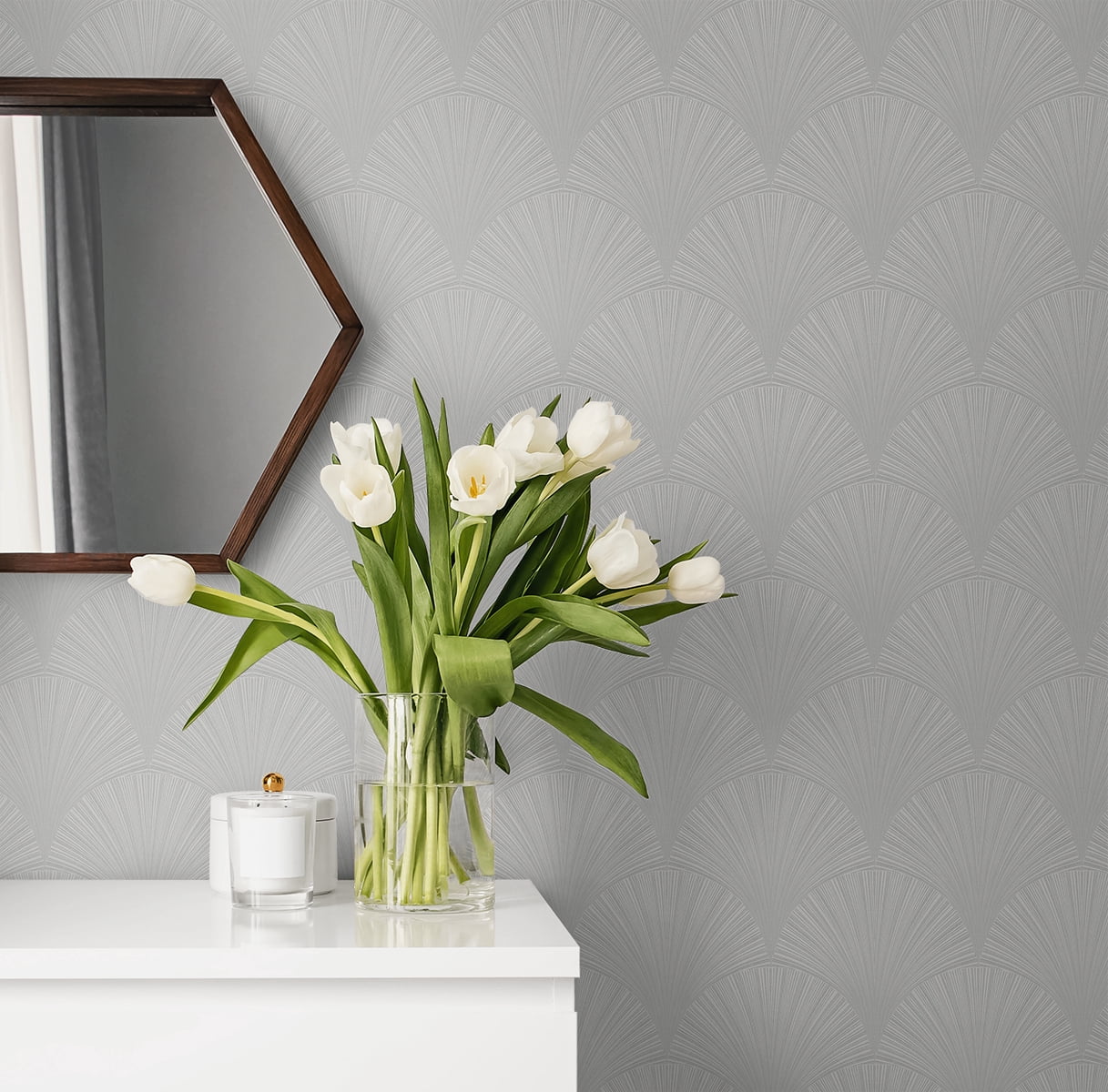 NextWall Argos Grey Arches Peel and Stick Wallpaper