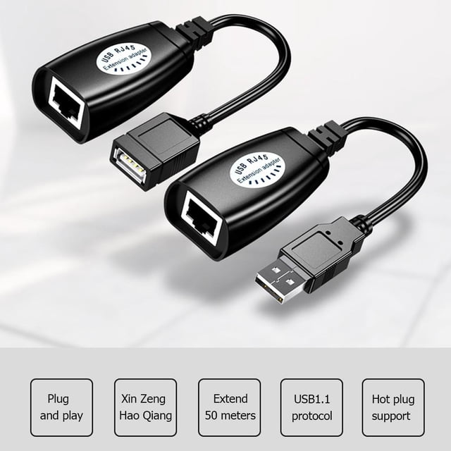 Kuymtek HW-RJ11 USB a RJ45 Adaptador de conector LAN Cable de extensión de 50 m Amplificador de señal