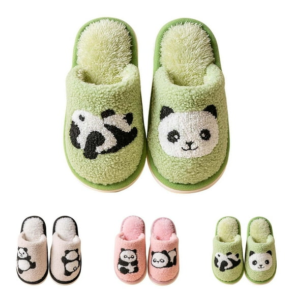 Otqutp Kids Panda House Slippers Cute Cartoon Cotton Cozy Shoes for Boys Girls Winter Indoor Bedroom Slip On Slipper Sandals
