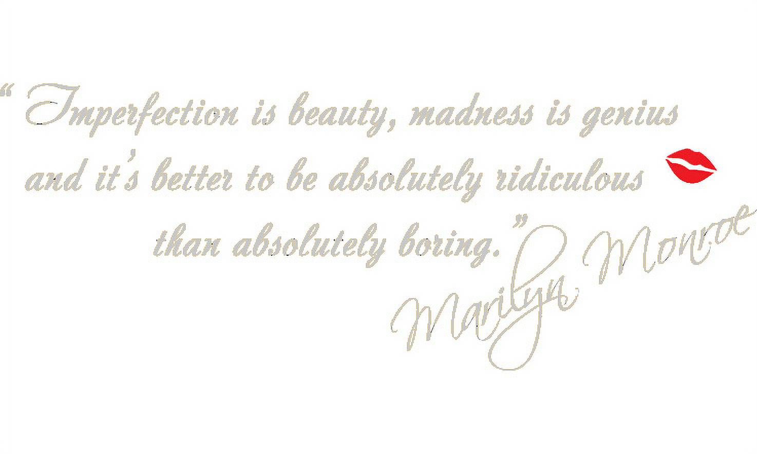 Marilyn Monroe Imperfection is Beauty Art Wall Sticker Quotes Wall Decals Words 