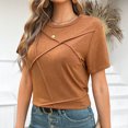 thumbnail image 6 of Qepwsc Womens T Shirts Short Sleeve Solid Casual Crew Neck Tops Ladies Blouss Sweatshirt Going Out Tops Cute Blouses Loose Fits Fashion Clothes 2025 Tees S-XXL, 6 of 9