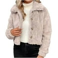 thumbnail image 2 of YUNAFFT Cozy Double-Sided Fleece Jacket with Button Lapel Collar Casual Outerwear for Women, 2 of 7