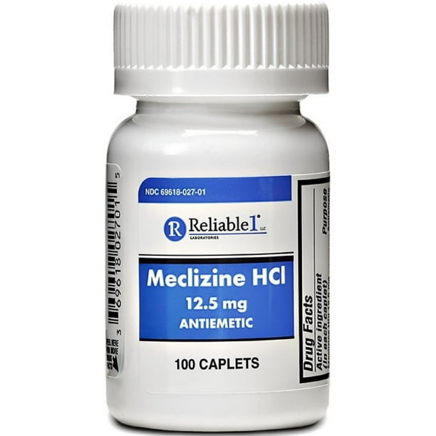 Reliable 1 Meclizine Hcl 12 5mg Caplets 100 Ea Walmart Com