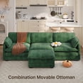 thumbnail image 6 of 110.2" L Shaped Modern Sofa Modular Sectional Cloud Couch with Movable Ottoman, Noelse 3-Seater Comfy Corduroy Deep Seat Sofa with 2 Pillows for Living Room, Bedroom and Apartment, Green, 6 of 9