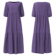 thumbnail image 3 of PENGXIANG Robes Noires pour les Femmes de Mode Femmes Lâches Couleur Unie O-Cou Manches Courtes Robe Décontractée Manches Courtes, 3 of 5