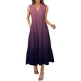 thumbnail image 2 of Women Summer Dresses Plus Size, Fashion Women's Casual Printed V-Neck Pullover Sleeveless Pleated Irregular Dress(Purple,S), 2 of 4