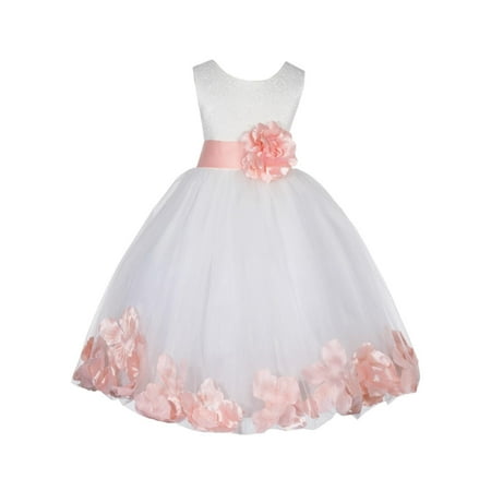 

Ekidsbridal Lace Top Floral Petals Ivory Flower Girl Dress Tulle Weddings Summer Easter Dress Special Occasions Pageant Toddler Girl s Clothing Holiday Bridal Baptism Princess Birthday 165T