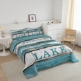thumbnail image 3 of Rustic Camping Comforter Set Twin Size,Lake Theme Quilt Set,Rustic Farmhouse Style Bedding Set Teens Bedroom Decor,Vintage Board Duvet Set, 3 of 8
