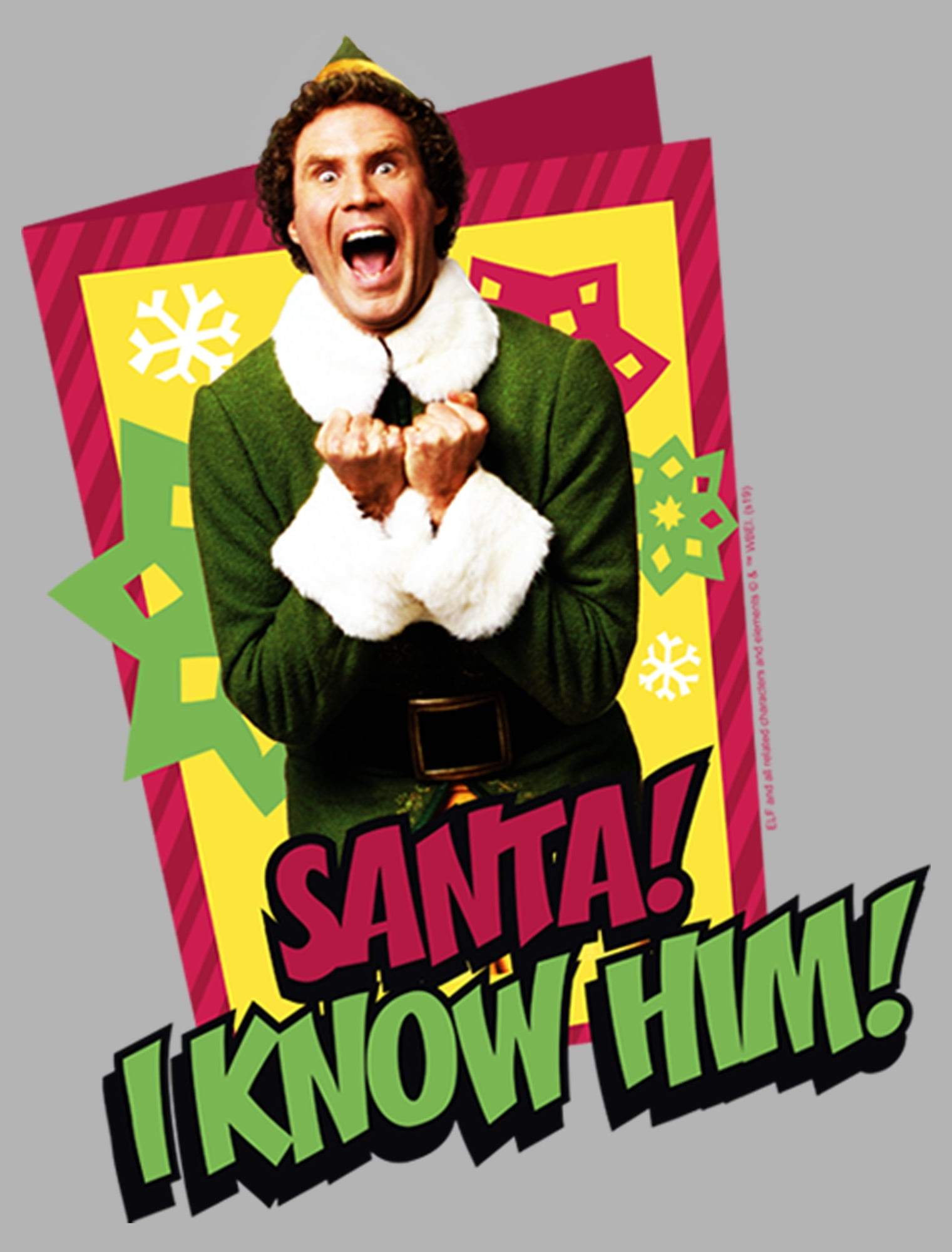 Men's Elf Santa I Know Him Quote  Pull Over Hoodie Athletic Heather Small