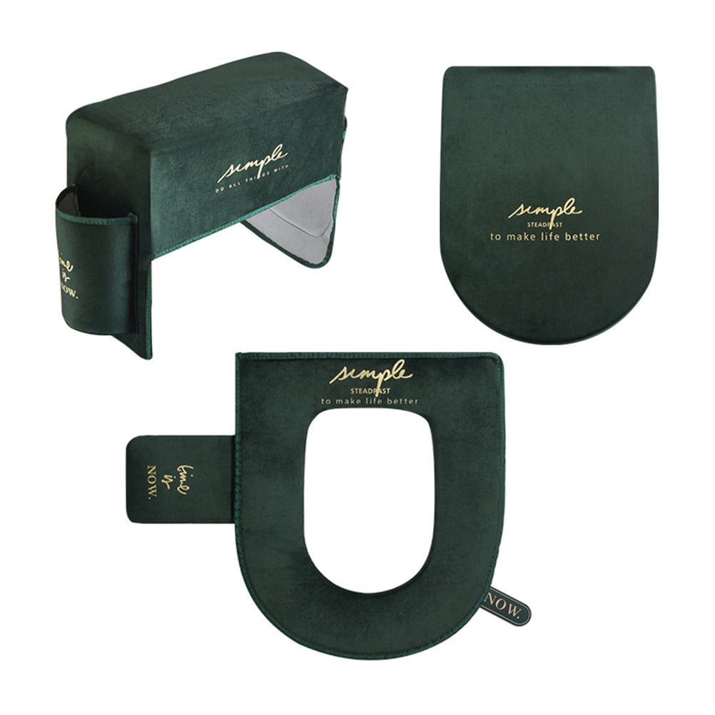 1Set Home Toilet Pad Soft Seat Cushion Universal Bathroom Toilet Pad Dark Green