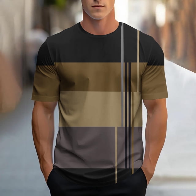Weiqiqre T-Shirts pour Homme Manches Courtes T-Shirt à Blocs de Couleur Col Rond Chandail Décontracté Basique