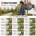 thumbnail image 4 of Retractable Garden Hose Reel 65ft, Wall Mount Auto-Rewind Water Hose Reel with 1/2" Anti-Kink Hose, 180° Swivel, Any-Length Lock, 9-Pattern Nozzle for Outdoor Yard & Patio, 4 of 10