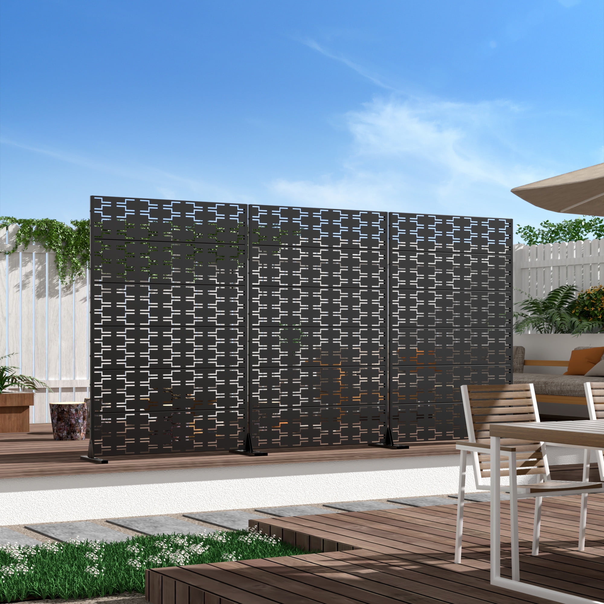 MAYEERTY Modern Steel Panel – Multi-Purpose Galvanized Room Partition,Bricks,Black