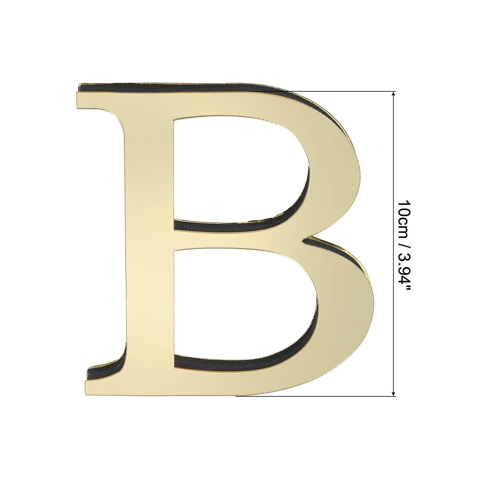 Unique Bargains 3D Acrylic Alphabet Mirror Wall Stickers Self-Adhesive Gold B Shape