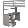 thumbnail image 4 of DEALTOPS Full Size Loft Bed with Wardrobe, Wood Loft Bed Frame with Desk 3 Storage Drawers Shelf Space Saving Platform Bed - Gray, 4 of 7
