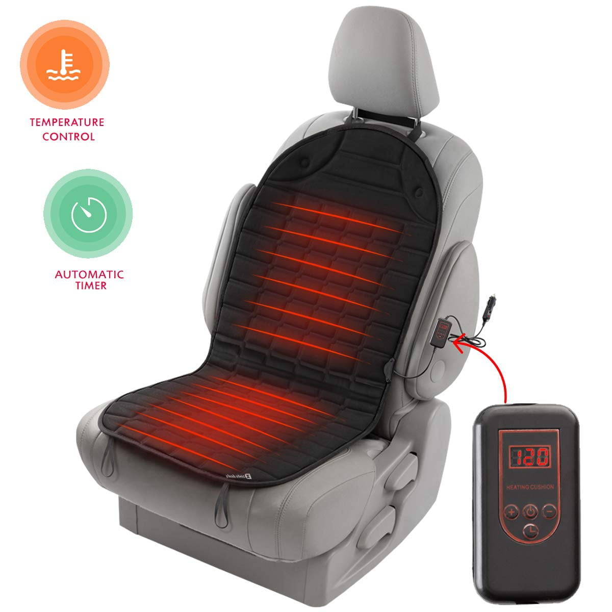 12V Heated Car Seat Cushion Zento Deals Adjustable