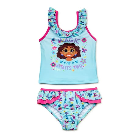 

Encanto Baby and Toddler Girls Ruffle Tankini Swimsuit with UPF 50 2-Piece Sizes 12M - 4T