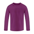 thumbnail image 4 of OSOLU Boys Swim Shirt Solid Color Long Sleeve Crew Neck Rash Guard Pool Summer Uv Protection Swimwear Versatile Travel Bathing Suit, 4 of 4