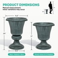 thumbnail image 2 of OSM 20" Plastic Urn Planters Set of 2, Vintage Decorative Outdoor Indoor Garden Patio Front Porch Flower Pots, Weatherproof Roman Style Decor (Antique Green), 2 of 9