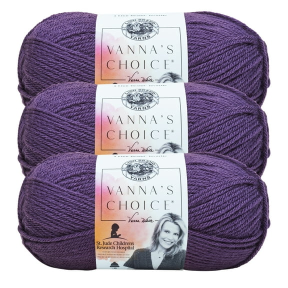 Lion Brand Yarn Vanna's Choice Purple Medium Acrylic Yarn 3 Pack