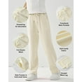 thumbnail image 2 of Rolanko Girls Wide Leg Sweatpants Straight Pants for Kids Girls Trousers with Pockets Sweats 4-14 Years, 2 of 5