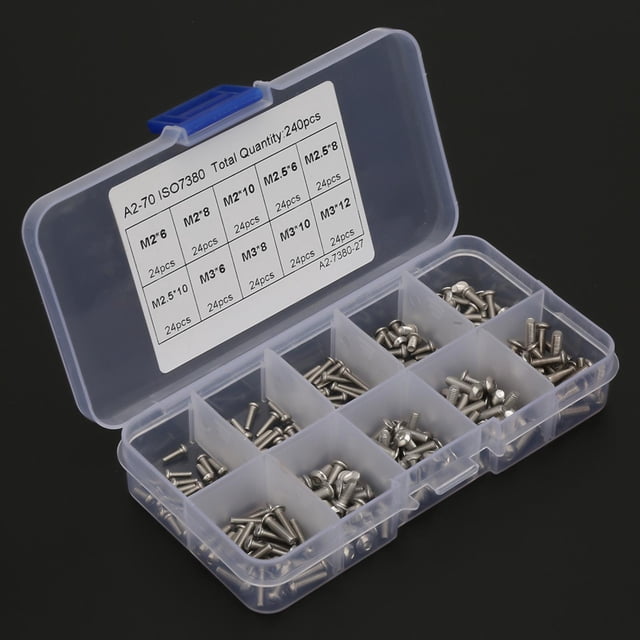 Acier Inoxydable 240Pcs/Set Ensemble de Vis de Tête de Prise Hexagonale Portable, Ensemble de Vis de Prise Hexagonale de Résistance à la Corrosion, pour 10Pcs M2, 6Pcs M3 6 Pcs M2 6, 8Pcs M2