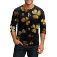 thumbnail image 2 of Men's St. Patrick's Day Shamrock Henley Shirt 3/4 Sleeve Casual Clover Print Top, 2 of 4