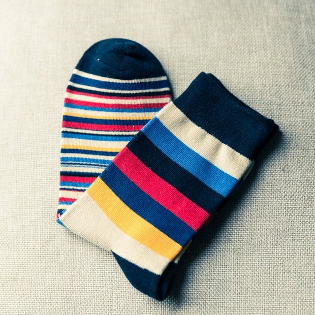 Chaussettes Vertes pour Hommes, Mode Automne Coloré, Rayées, Chaussettes en Coton Décontractées