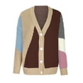 thumbnail image 5 of IROINNID Reduced Womens Sweater Button Down Pullover Sweater Color Block Loose Mid-Length Long Sleeve Button Blocking Knitted Tops Blouse, 5 of 6