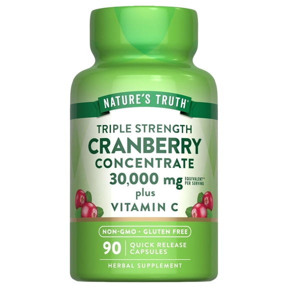 Nature's Truth Triple Strength Cranberry Concentrate 15000 mg Plus Vitamin C Capsules 90 ea (Pack of 2)