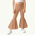 thumbnail image 4 of newwalpole Girl's Flare Leggings High Waist Bell Bottom Pants Dance Casual Pants Kids Print Stretch Hippie Pants Khaki for Size 6-7 Years, 4 of 8