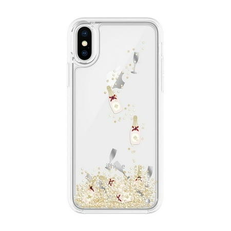 Kate Spade Liquid Glitter Case Gold Champagne Bottle iPhone X