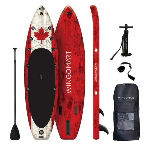 WINGOMART 10.5' Gonflable Stand Up Paddle Board 10.5'x32 "x6" W / Premium SUP Accessoires & Sac de Transport Large Aileron Bas de Position pour Pagayer, Pont Antidérapant 1-2 Personne jusqu'à 165 Kg, Planche de 320cm