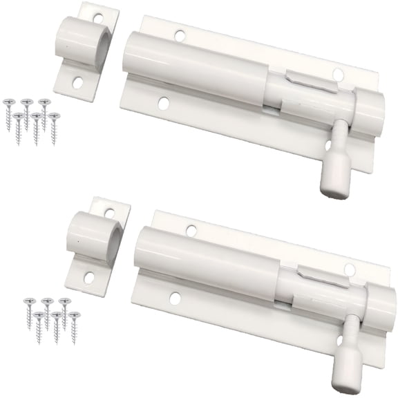 ACDANC Set of 2 Stainless Steel Door Locks 88 x 25 mm White